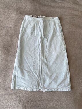 ESPRIT Pale Blue Denim Midi Skirt with Center Seam and Slit